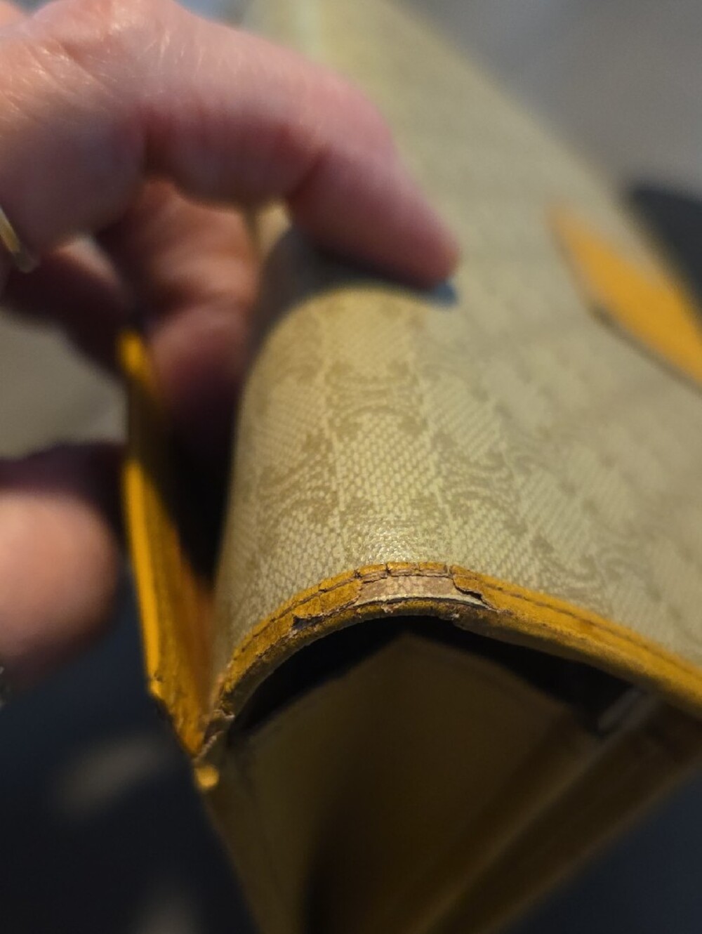 Vintage (1990)Celine Macadama Beige and Tan Triomphe Continental Long Wallet - Picture 7 of 11
